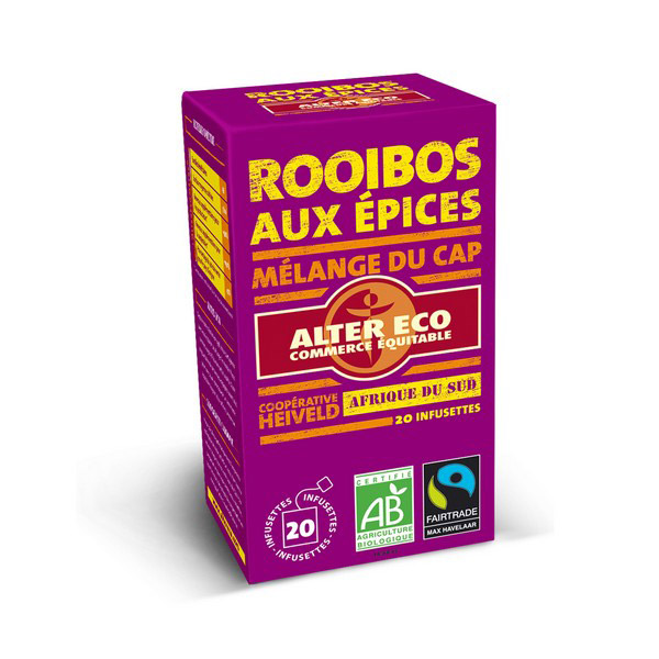 Alter Eco, Infusion de Rooibos epices BIO d'Afrique du Sud, la boite de 20 infusettes - 40 g