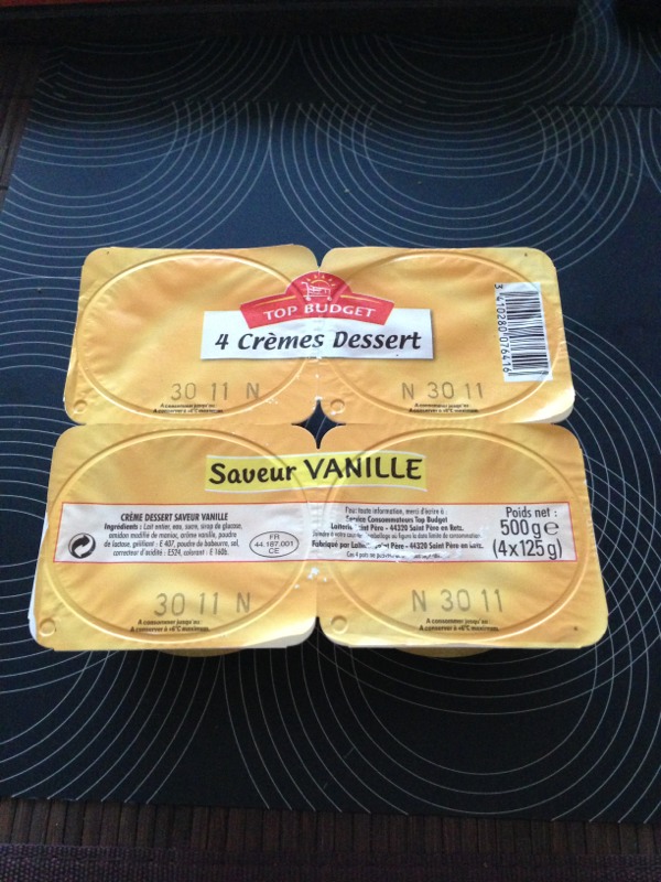 Top Budget, Cremes dessert saveur vanille, les 4 pots de 125g