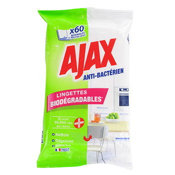 Lingettes Ajax Anti-bacteriennes x60