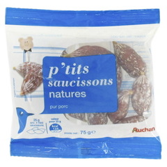 Auchan p'tits saucissons natures 75g