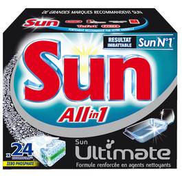 Sun, Tout en 1 - Tablettes lave-vaisselle Ultimate, la boite de 24 tablettes