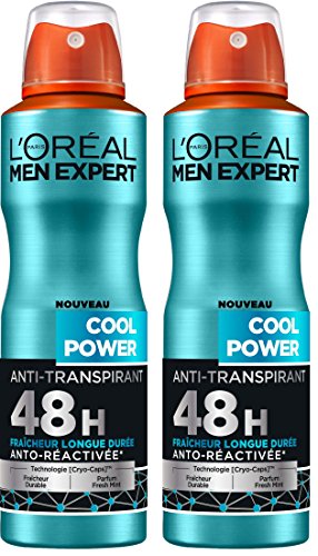 Men Expert L'Oréal Cool Power Déodorant Homme Atomiseur Fraîcheur Longue Durée 200 ml - Lot de 2