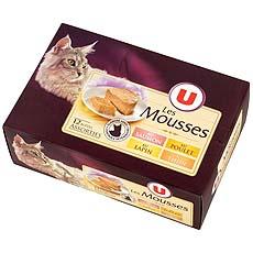 Aliment pour chat Les Mousses au saumon, thon, poulet et lapin U, 12x85g
