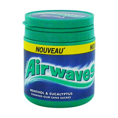 Airwaves, Chewing-gums menthol et eucalyptus sans sucres, la boîte de 84 g