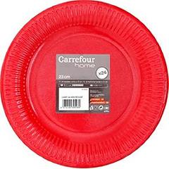 Assiettes carton 23 cm rouge Carrefour Home