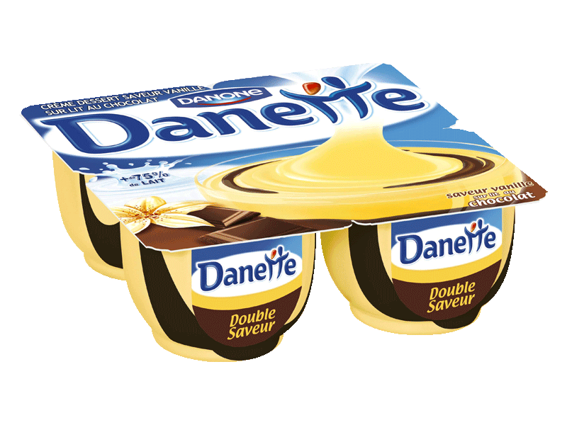 Creme dessert Danone Danette Vanille sur lit chocolat 4x125g
