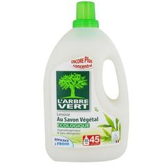 Lessive liquide hypoallergenique au savon vegetal L'ARBRE VERT, 3l