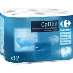 Papier toilette Cotton triple epaisseur, fibres de coton