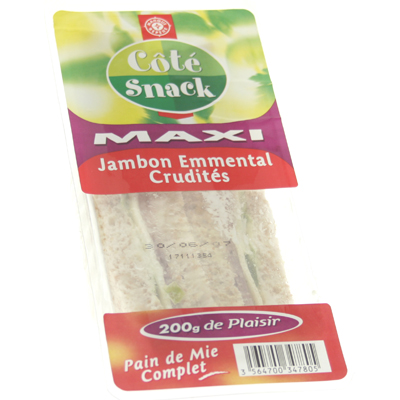 Sandwich Cote Snack Jambon crudites emmental 200g