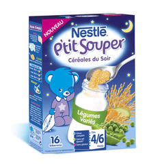 Nestle, P'tit Souper - Cereales du soir legumes varies des 4/6 mois, la boite de 250 g