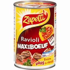 Zapetti, Ravioli max de boeuf, la boite de 400 g