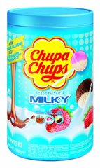 Chupa Chups Milky Sucettes Assortis au Goût Lait : Cacao Vanille, Lait Fraise, Caramel, 100 Pièces, 1200g