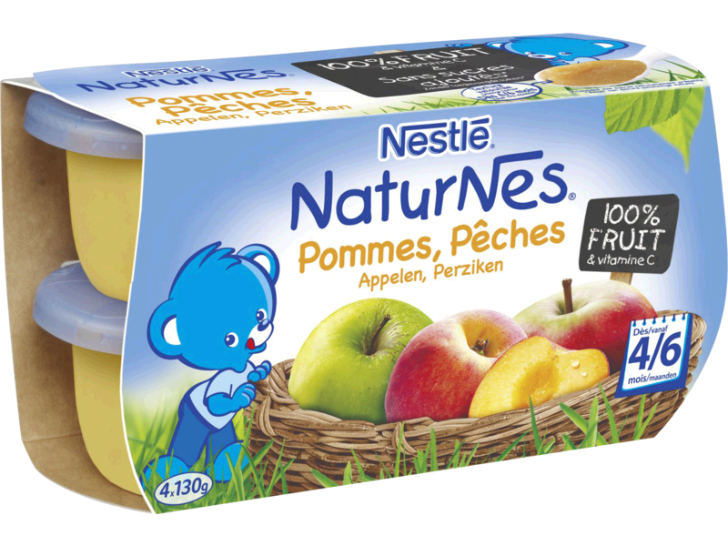 Petits pots naturnes Nestle Pommes peches 4x130g