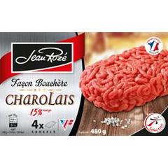 Jean Rozé, Steak haché façon bouchère Charolais 15% MG, la boite de 4 - 480 g