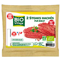 Steack hache Bio Village 100% muscle VBF 15%mg 2x100g