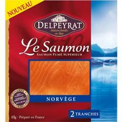 Delpeyrat, Le saumon fumé Norvège, la plaquette de 2 tranches - 65 g