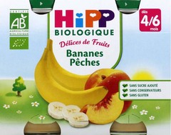 Biologique - Pot bananes peches des 4 mois - 2 pots