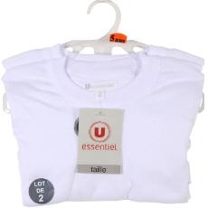 2 Tee-shirt manches courtes U ESSENTIEL, taille 3/4 ans, blanc