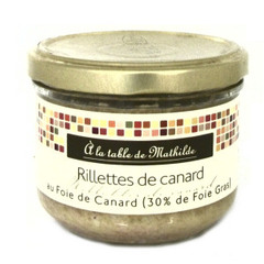 Rillettes de canard au foie gras de canard (30%) A LA TABLE DE MATHILDE, 180g