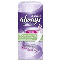 Discreet - Dailies - Protéges slips parfumés S'adapte parfaitement à toutes les formes de lingerie.