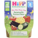 Hipp Biologique Mon Dîner Bonne Nuit Ratatouille Petites Pâtes dès 8 mois - 8 bols de 190 g