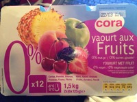 Cora yaourt aux fruits 0%MG et 0% sucre ajoute 12 x 125g