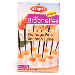 Mini brochettes fromage frais et saumon fume O'TAPAS, 80g