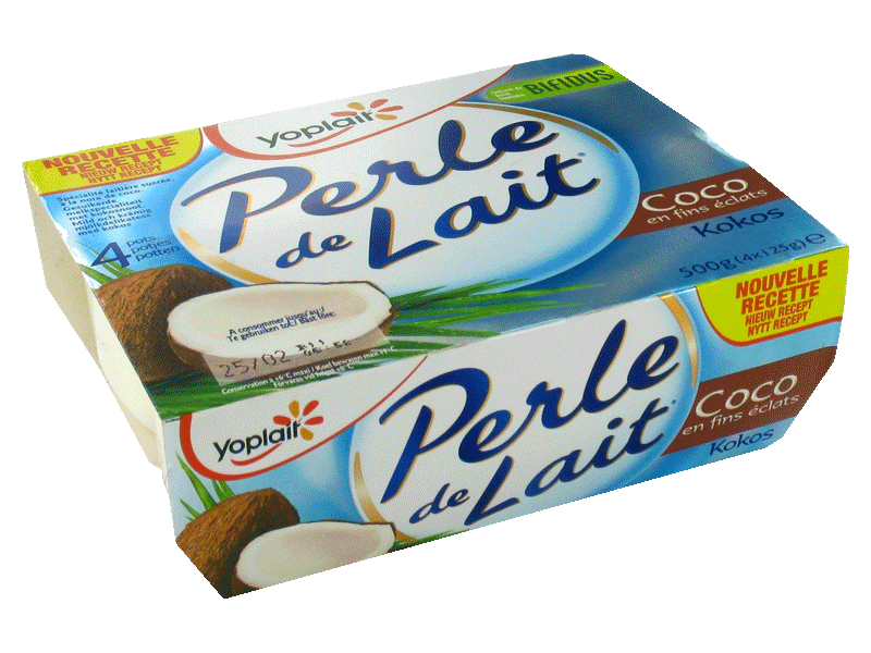 PRODUIT INACTIF - Yoplait, Perle de lait ,specialite laitiere sucree, a la noix de coco en fins eclats, les 4 pots de 125g