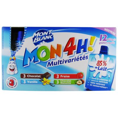 Mont Blanc récré olé chocolat vanille noisette fraise 12x85g