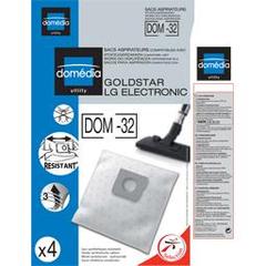 Sacs aspirateurs DOM-32 compatibles Goldstar, LG Electronic, le lot de 4 sacs synthetiques resistants