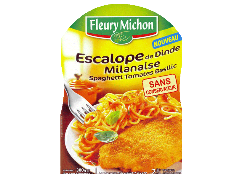 Escalope milanaise et spaghetti sauce tomate FLEURY MICHON, 300g