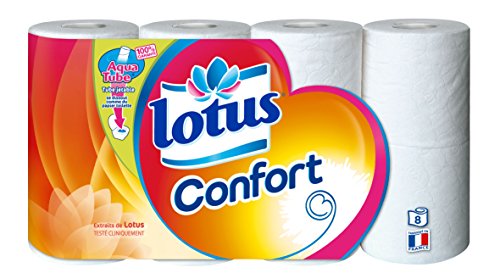 Lotus Confort 8 Rouleaux de Papier Hygiénique Aquatube - Lot de 4