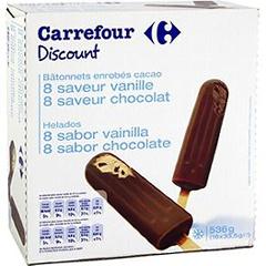 Batonnets enrobes cacao saveur vanille et saveur chocolat