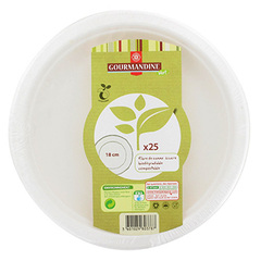 Assiettes rondes Gourmandine Dessert 18cm biodegradable x25