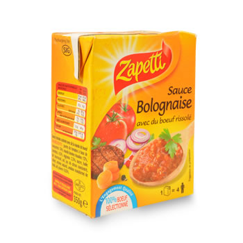 Zapetti, Sauce Bolognaise avec du boeuf rissole, la brique de 350g