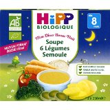 Hipp Biologique Soupes 6 Légumes Semoule dès 8 mois - 10 Briques de 250 ml
