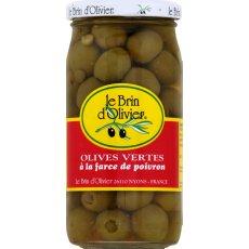 Olives vertes facies aux poivrons LE BRIN D'OLIVIER, 375g