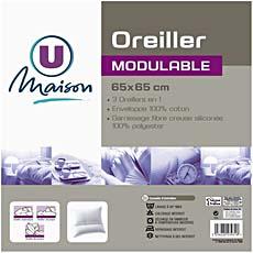 Oreiller modulable U MAISON, 65x65cm, blanc