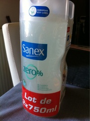 Sanex zero gel douche peaux normales 2x750ml