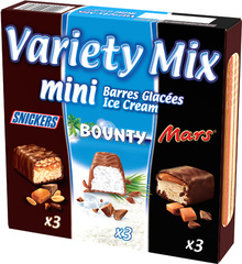 Selectionne par votre magasin, Variety Mix, mini barres glacees Mars, Bounty et Snickers, la boite de 9 - 191,4 g