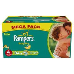 Pampers, Couches baby-dry, taille 4 : 7-18 kg, le carton de 94