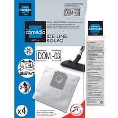 Sacs aspirateurs DOM-03 compatibles Ide Line, Solac, le lot de 4 sacs synthetiques resistants