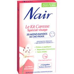 Kit Caresse epilation special visage Nair, 20 mono-bandes de cire froide