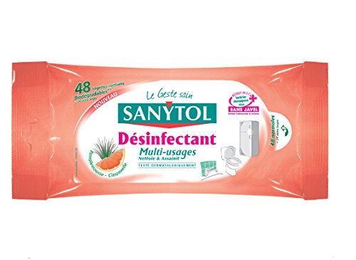 Sanytol, Lingettes désinfectantes multi-usages pamplemousse, le paquet de 48 lingettes