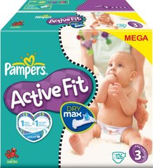 Pampers - 81212864 - Active Fit Couches - Taille 3 Midi (4-9 Kg) - Megapack X126 Couches