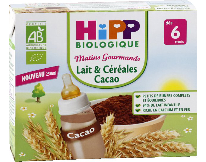 Matins Gourmands - Lait et Cereales Cacao Des 6 mois.