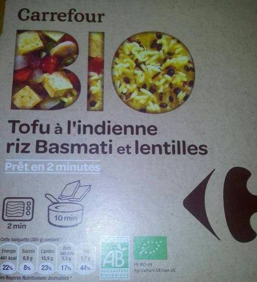 Plat cuisiné tofu à l'indienne Carrefour Bio