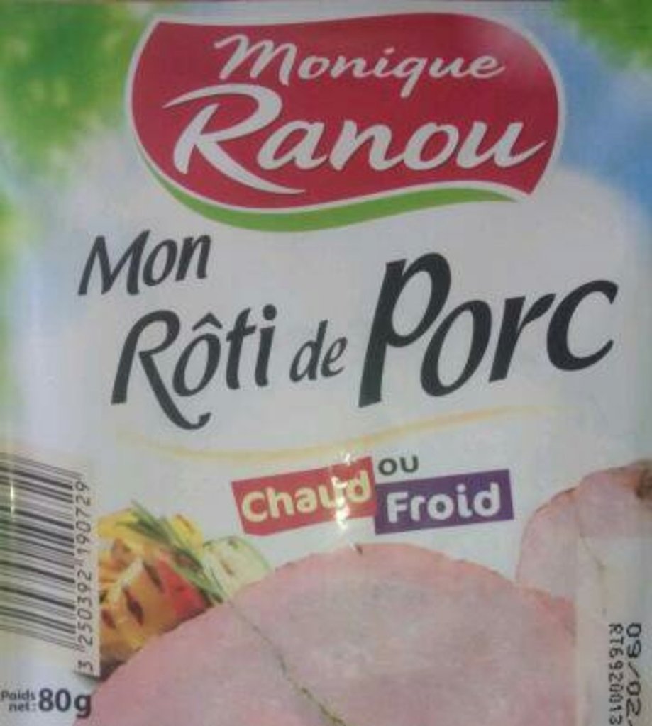 Monique Ranou Mon Rôti de porc la barquette de 2 tranches - 80 g