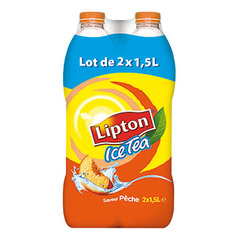 Lipton, Ice Tea - Thé glacé saveur pêche, les 2 bouteilles de 1,5 l