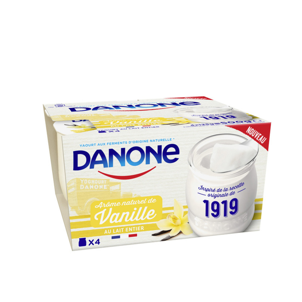 Danone Yaourt arôme naturel de vanille au lait entier 4x125g